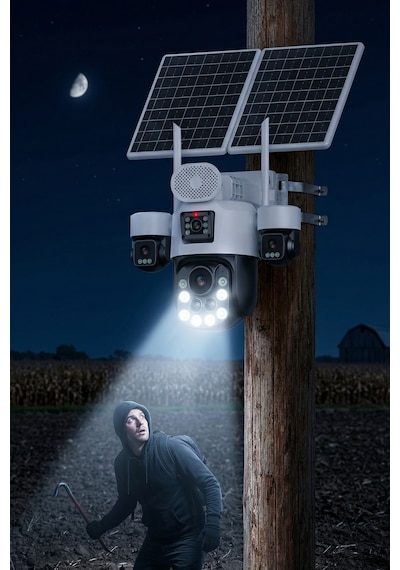 Inox-x25 4 Lensli 30x Zoom 4g Esım Solar Güneş Enerjili Ptz Güvenlik Kamerası - Dış Mekan Akıllı Kamera