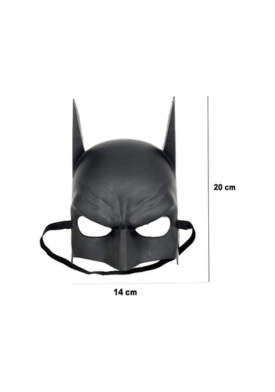 Siyah Renk Çocuk Boy Arkadan Lastikli Batman Maskesi A Kalite 20x14 Cm