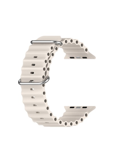 Caseonn Apple Watch Uyumlu Series 9 41mm Kordon Suya Dayanıklı Okyanus Silikon Kayış Bej