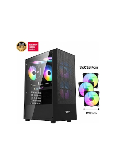 Aigo / Darkflash A290 Usb3.0 3 12cm Fan Temperlı Cam Sıyah Atx Oyuncu Kasası Psu Yok