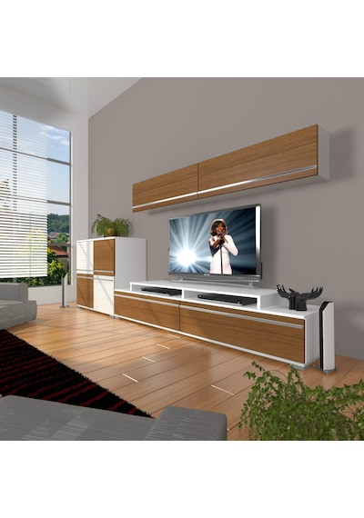 Decoraktiv Ekoflex 6y Mdf Tv Ünitesi Tv Sehpası Beyaz - Ceviz
