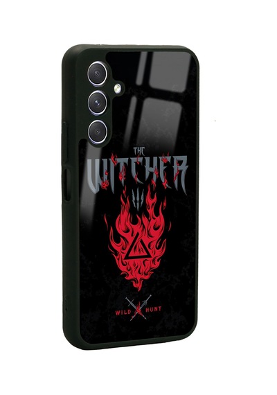 Samsung Uyumlu A24 Witcher 3 Fire Tasarımlı Glossy Telefon Kılıfı Siyah