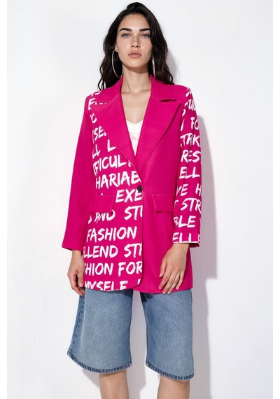 Hiccup Msn Oversize Krep Blazer Ceket Parlak Pembe
