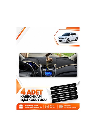 Hyundai Accent Blue 2011-2017 Uyumlu Ön Örtüsü Torpido Koruma Kılıfı Halısı - Siyah Bej