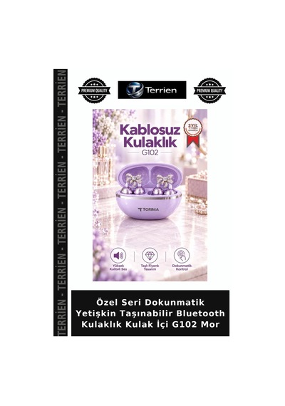 Özel Seri Dokunmatik Yetişkin Taşınabilir Bluetooth Kulaklık Kulak İçi G102 Mor
