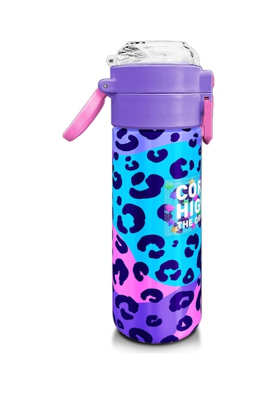 Coral High Kids Mor Leopar Desenli Pipetli Ve Direkt İçim Çelik Termos 500 Ml 31846 Mor - Mavi