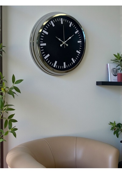 Elegance 40 Cm Metal Dekoratif Duvar Saati Krom
