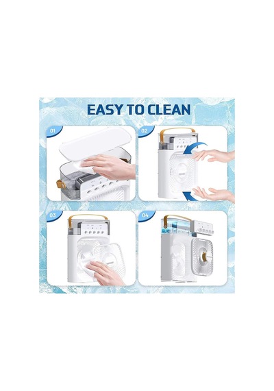 Tst-2502clr Buzlu Fan 600ml Su Hazneli Su Buharı Püskürtmeli Masaüstü Vantilatör Zaman Ayarlı Serinletici Mini Klima Led Işıklı Ve Koku Hazneli
