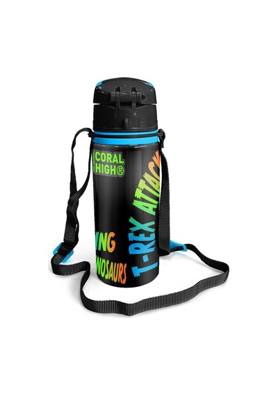 Coral High Kids Gri Dinozor Desenli Pipetli Alüminyum Matara 600 Ml 11944