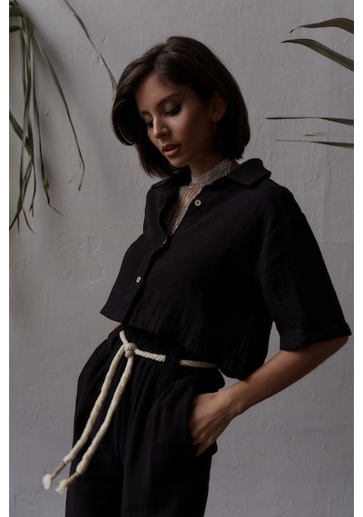 Mai Collection Mai Studios Co. Olympos Halatlı Siyah Müslin Takım Siyah