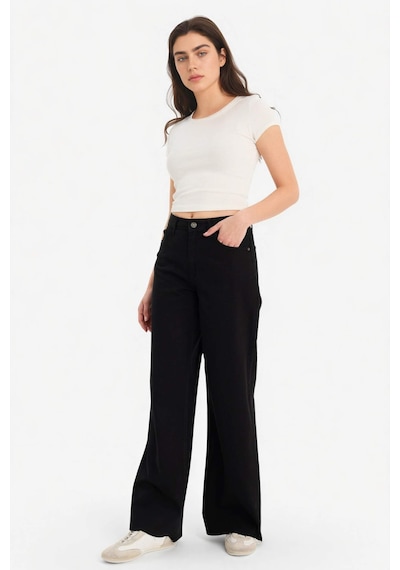 Defacto Wıde Leg Normal Bel Standart Boy Gabardin Pantolon E4381ax26spbk81 Siyah-bk81