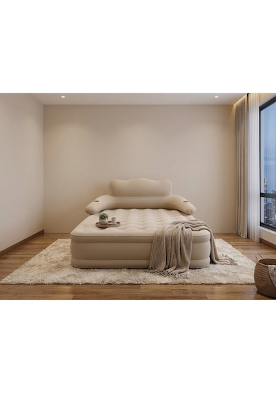 Çift Kişilik Otomatik Şişme Yatak Çıkarılabilir Başlıklı Kamp Ve Misafir Yatağı 203x152x40cm Genel