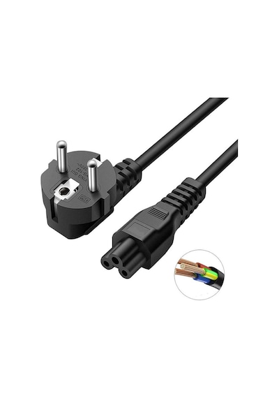 Samsung Uyumlu Notebook Adaptör Güç Kablosu 1.2 Mt Yonca Power Kablo Laptop Bilgisayar Kablosu Siyah