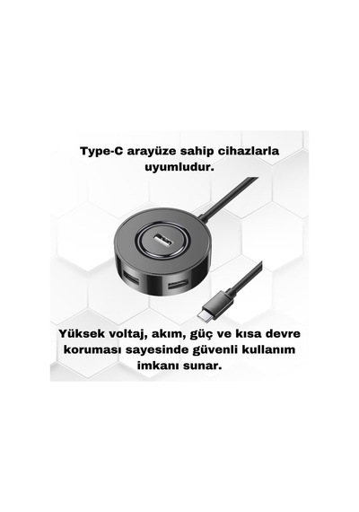 Tr Jasoz 1.5 Metre 4in1 Type-c To Usb Çoğaltıcı Hub Type-c To 4x Usb3.0 Mouse Yazıcı Klavye Okuyucu