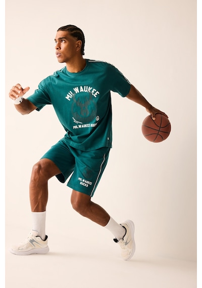 Defacto Nba Milwaukee Bucks Baskılı Biyeli Oversize Bisiklet Yaka Kısa Kollu Tişört H7728ax26augn1020 Yeşil-gn1020