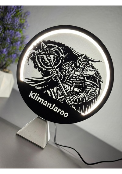 Knight Online Warrior Kişiye Özel İsimli Halka Led Masa Gece Lambası Gamer Oyun Oda Dekor Hediyelik Beyaz