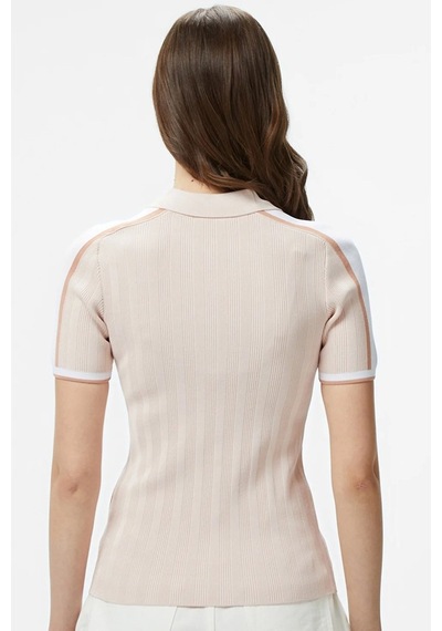 Lacoste Slim Fit Kısa Kollu Yarım Fermuarlı Polo Yaka Full Likralı Triko Tişört Pudra Pembe Pembe