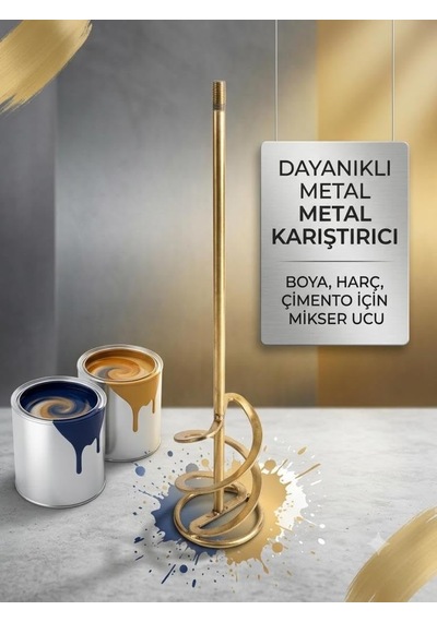 Dayanıklı Metal Harç Ve Boya Karıştırıcı Vidalı Matkap Ucu - 12cm Çapında Matkap Uyumlu Harç Boya Çimento Alçı Karıştırıcı Mikser Ucu 58x17cm