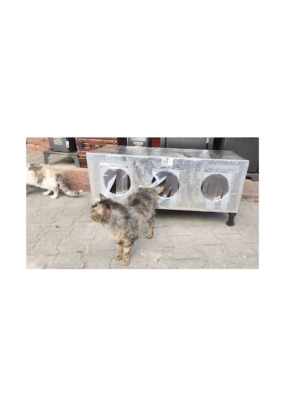 Kedi Evi Kedi Yuvası Kedi Barınağı %100 Su Soğuk Ve Kar Karumalı Ayaklı 3 Bölmeli 90x40x36cm