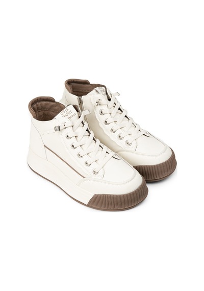 Deery Kadın Hakiki Deri Beyaz High Top Sneaker Ayakkabı - 25334zbyzc01 Beyaz