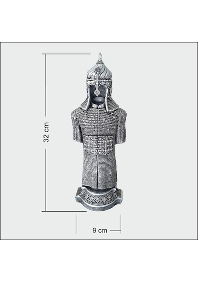 Cevşen Işlemeli Miğferli Zırh Kaftan Gümüş Renk Koruma Dua Biblo