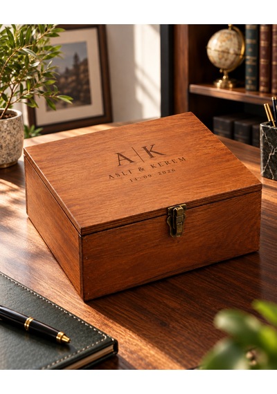 Tuns Woods Kişiye Özel 2 Bölmeli Ahşap Hatıra Ve Hediye Kutusu 27 Cm