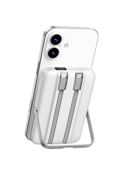 Wiwu Wi-p077 Pionner Serisi Wireless Şarj Ve Pd 20w Hızlı Şarj Standlı Powerbank 15w 10000mah Beyaz Beyaz