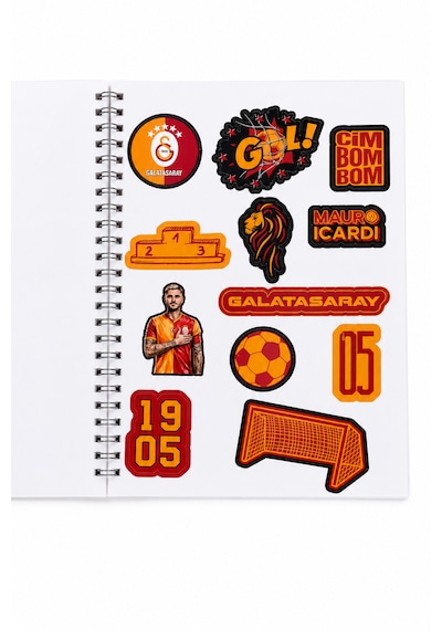 Galatasaray Lisanslı Icardi Ve Osimhen Baskılı Sticker Kitabı - 6 Sayfa 70 Parça Çıkartma Albümü Sarı - Kırmızı