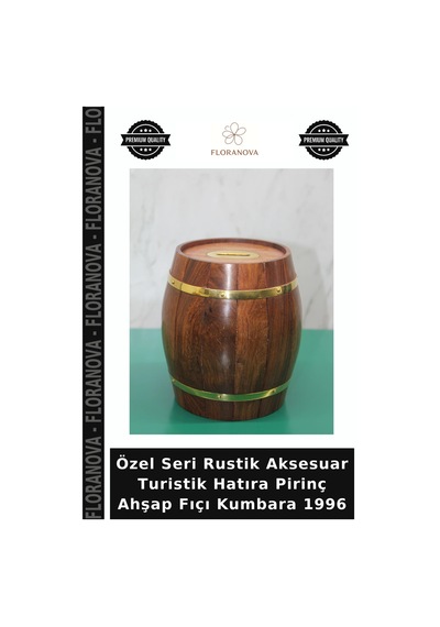 Özel Seri Rustik Aksesuar Turistik Hatıra Pirinç Ahşap Fıçı Kumbara 1996