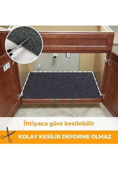 Beylini Lavabo Altı Matı Sıvı Geçirmez Kaymaz Taban Evye Dolap Paspası 60x76 Cm Açık Indigo
