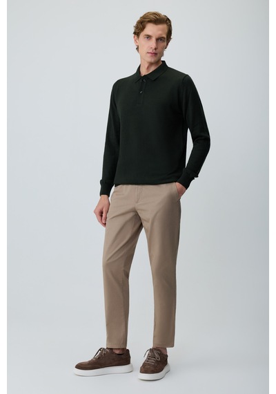 Morven Erkek Haki Basic Polo Yaka Dynamic Fit Rahat Kesim Triko 27kc017002710 Haki