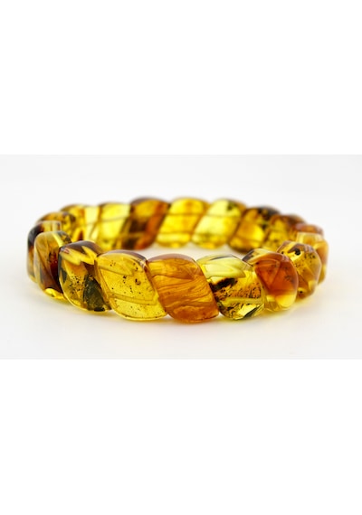 Kehribar Bileklik Fosilli Roleks Özel Tasarım Ambergold Blk23-45 Çok Renkli