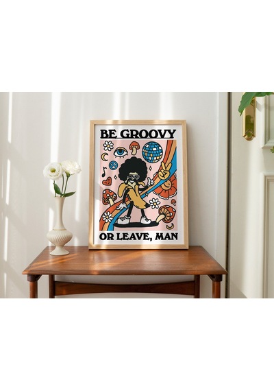 Groovy Retro, Funky Banana Poster, Groovy Ol Ya Da Git, 1980'ler Psikedelik Sanatı
