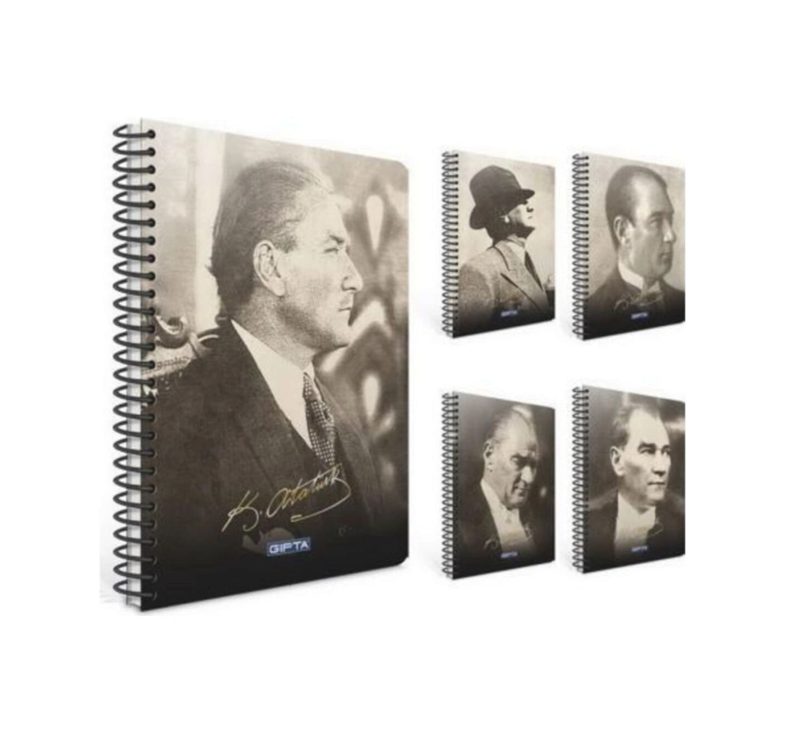 Atatürk Spiralli Sert Kapak 17x24 100 Yp Kareli Defter