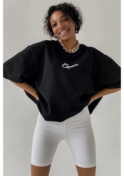 Startmore Groove Ön Ve Arka Baskılı Oversize Siyah