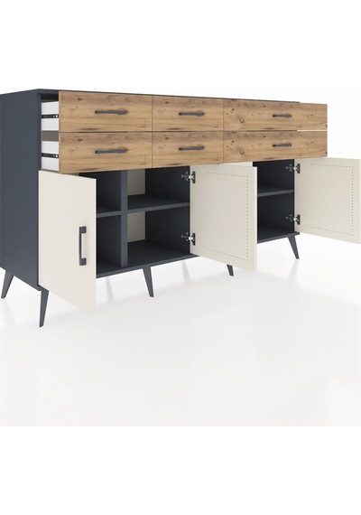 Hyperion Konsol 3 Raflı 6 Çekmeceli 4 Kapaklı 176x44x99 Antrasit- Antrasit-aytaşı/çam Hyperion Konsol 3 Raflı 6 Çekmeceli 4 Kapaklı 176x44x99 Antrasit- Antrasit-aytaşı/çam