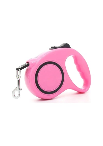 Köpekler İçin Premium 5 Metre Tuş Kontrollü Makaralı Tasma Kayışı - Dayanıklı, Ayarlanabilir 5 Mt Pembe