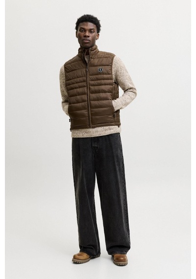 Jack & Jones Jjekıngsley Erkek Hafif Şişme Yelek Dik Yaka Günlük Rahat Kahverengi