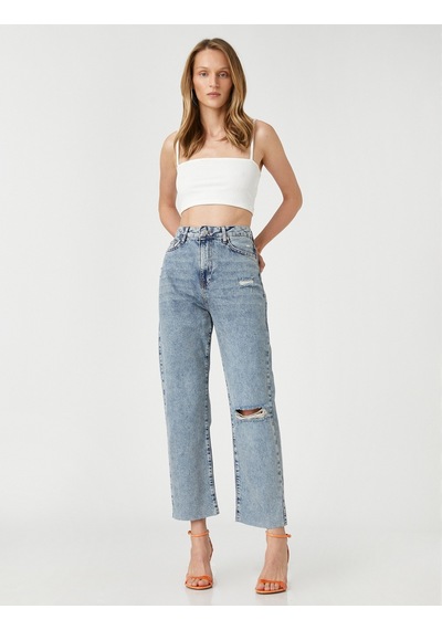 Koton Yüksek Bel Kot Pantolon Düz Paça Normal Kesim - Eve Jean Orta İndigo 3sal40001md 3SAL40001MDMID İndigo Koton Yüksek Bel Kot Pantolon Düz Paça Normal Kesim - Eve Jean Orta İndigo 3sal40001md 3SAL40001MDMID İndigo