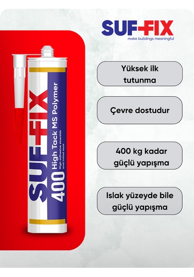 Suf-fix 400 Silikonize Akrilik Mastik 290 Ml Boyanabilir, Beyaz