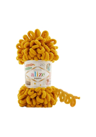 5 Adet Puffy El Örgü Ipliği 5'li Paket - 02 Hardal- 100 Gr. 9 Mt. Parmak Örgü Ipi