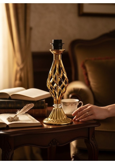 Gold Ve Metal Renkli Burgulu Model Abajur Ayağı 35cm E27