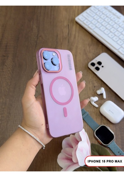 Apple iPhone 15 Pro Max Magsafe Uyumlu Mat Sert Klein Kılıf Pembe