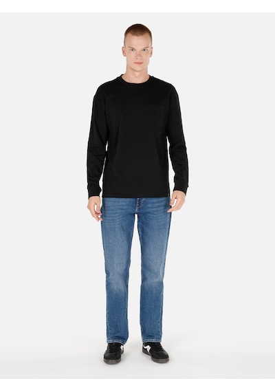 Colin's Colins Regular Fit Bisiklet Yaka Basic Siyah Erkek Uzun Kol Tişört Cl1065666 Siyah