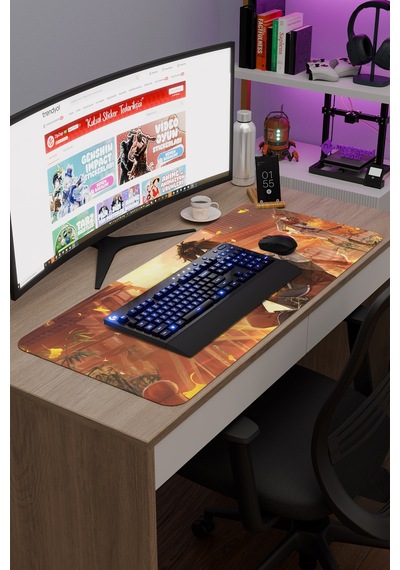 Zhongli Genshin Impact Anime Gacha V4 - 90x40 Xxl Gaming Mouse Pad Fare Altlığı