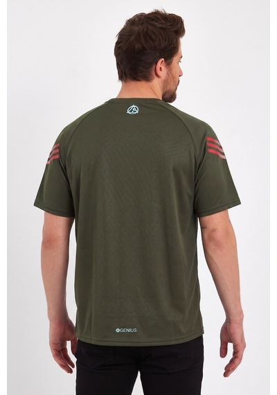 Genius Store Store Erkek Spor Tişört Baskılı Fitness, Antrenman Fit T-shirt Haki