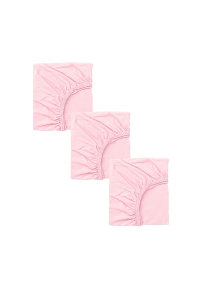 3 Adet 50x90 Cm Anne Yanı Lastikli Penye Kumaş Bebek Çarşafı-pembe