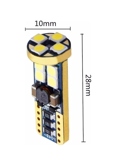 12 Ledli Park Plaka Tavan Ampulü T10 Led Dipsiz W5w Canbus - Beyaz Standart