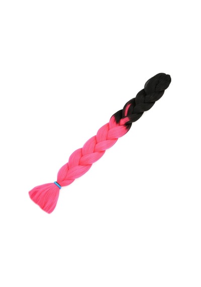 Afrika Örgülük Sentetik Ombreli Saç 100 Gr. - Siyah / Neon Pembe Çok Renkli
