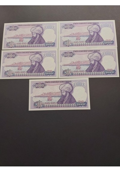 Mor Binlik 7. Emisyon Eski Tc Kağıt Para 1000 Lira